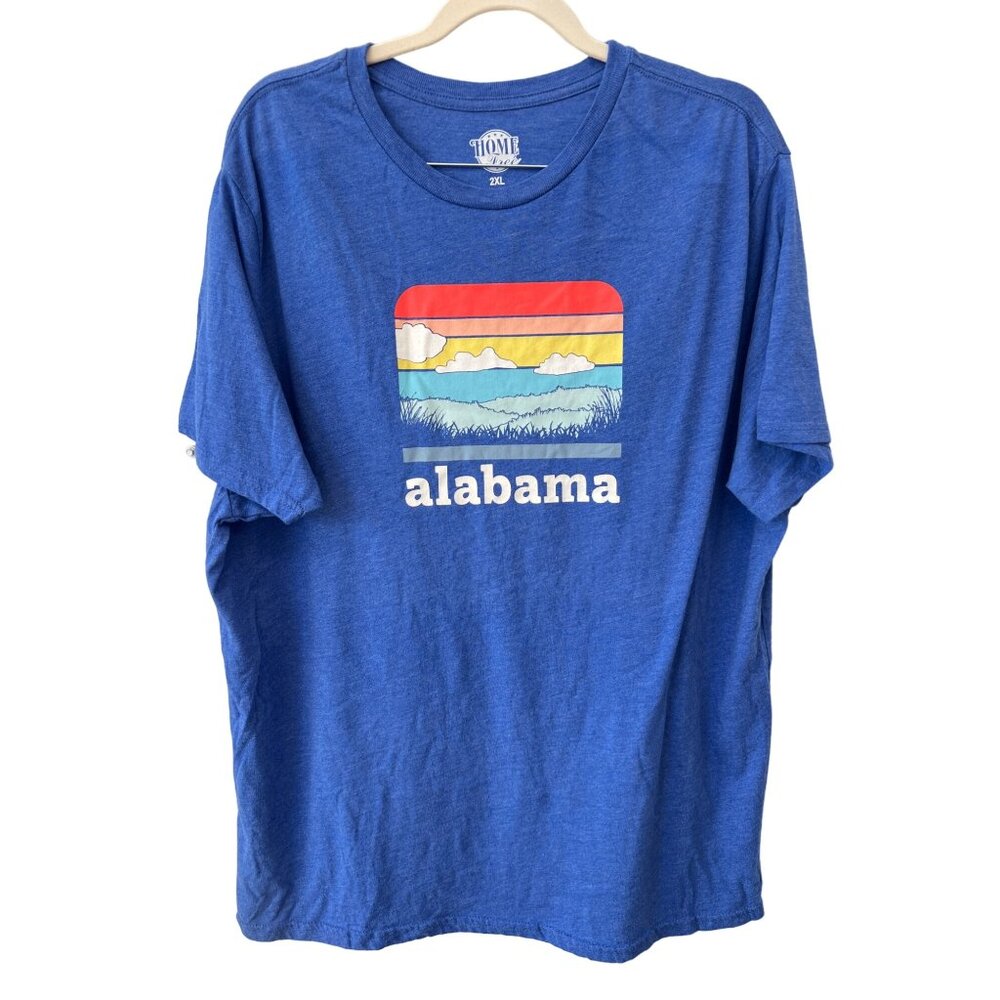 Home Free Tshirt Size 2XL Alabama Graphic Crewneck Blue Polyester Blend Classic